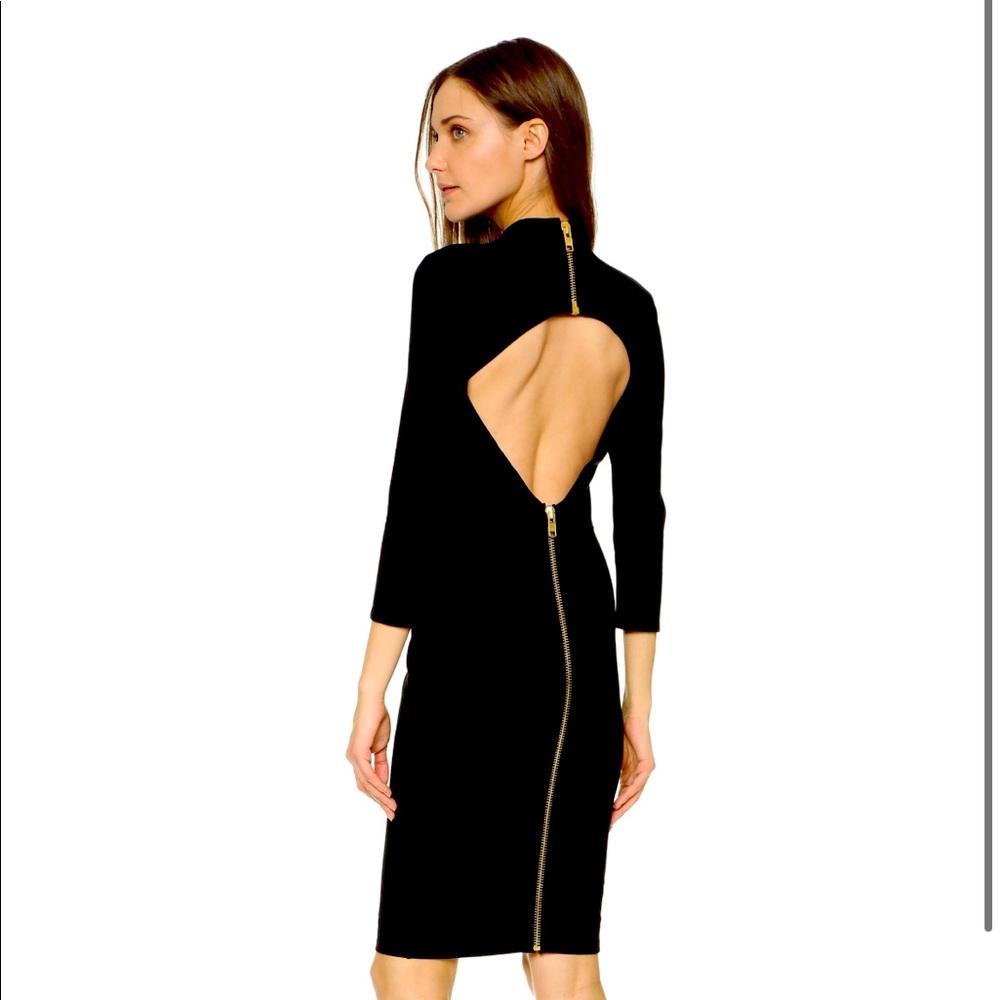 NWT Michele Mason Elegant Black Zip Dress - M